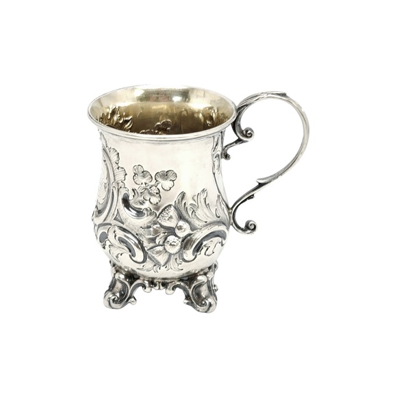 Antique George Angell London Sterling Silver Footed Cup with Monogram #13789 - Picture 3 of 11